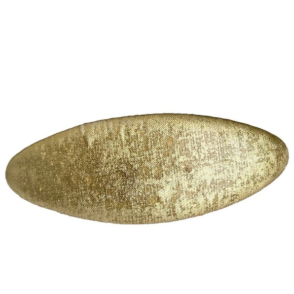 Vintage Gold Metallic Fabric Oval French Barrette 80s 90s Leeza Long Hair 3.5" - Picture 3 of 8